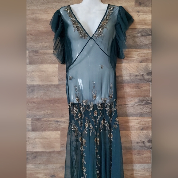 Free People Annabelle Embellished Green Maxi Slip Dress - Picture 8 of 10